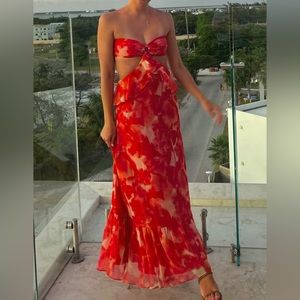 Gianni Bini Halter Cutout Floral Maxi Dress